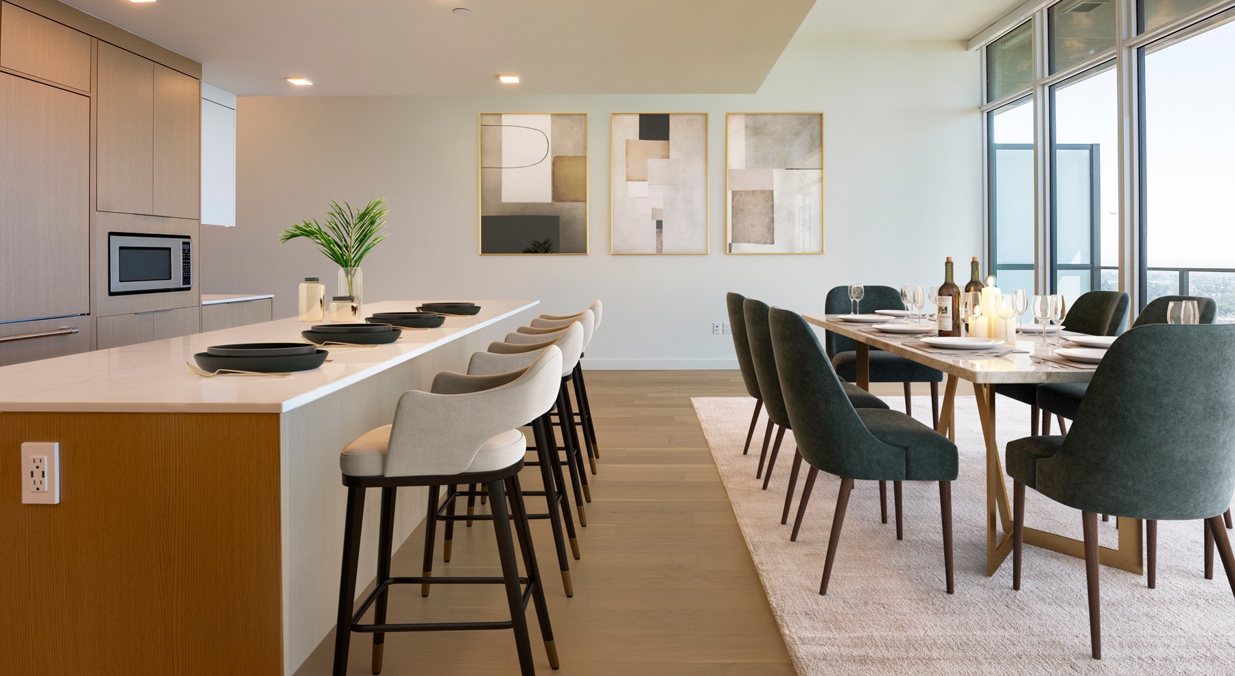 Open space living area with natural lighting